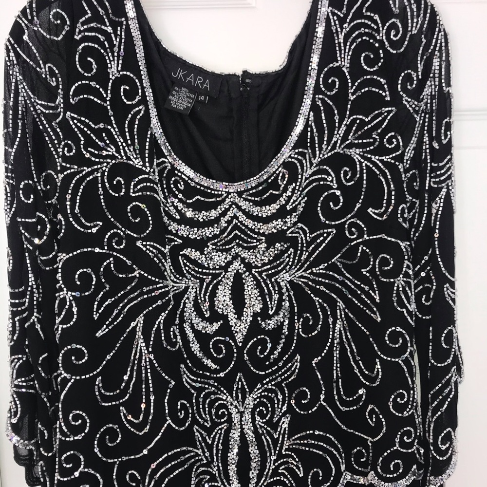 Formal JKara beaded full length black dress